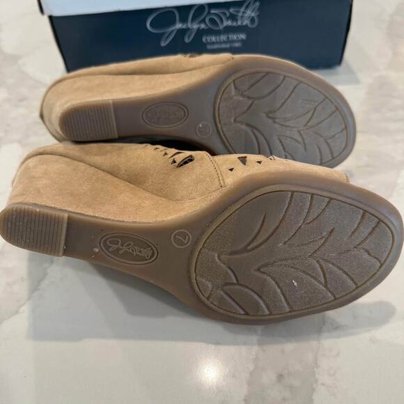 Jaclyn Smith Effie Taupe Lace Up Back Zip Wedge Sandals Women's 7M Tan Summer - Picture 7 of 9